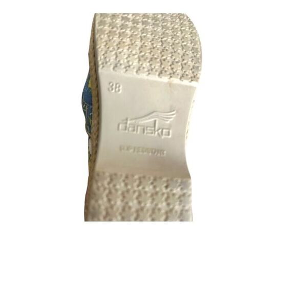 Dansko Clogs Victoria Tahiti Canvas Shoes Floral Blue Yellow Nurse 38 US 7.5-8 - Picture 10 of 10